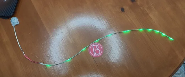 Illuminated guitar neck prototype in low light